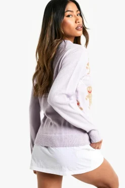 Jumpers*boohoo Gingerbread Man Jumper lilac