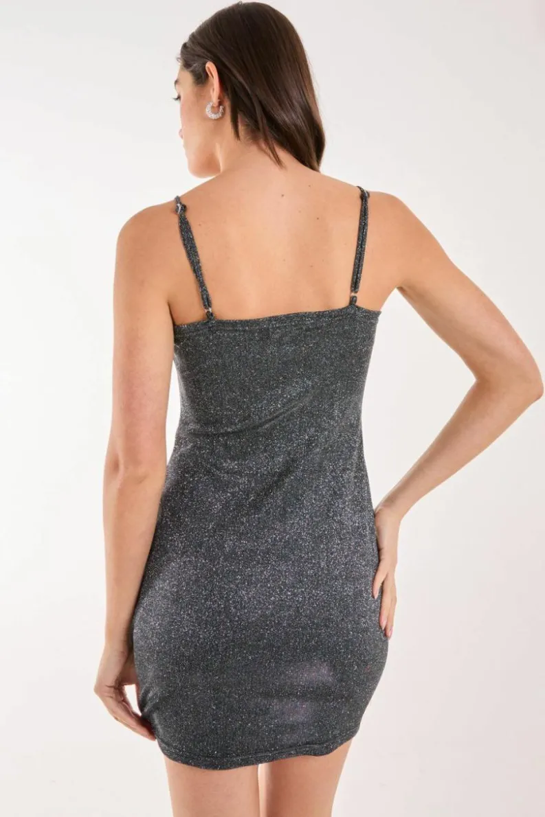 Cami Dresses*Pink Vanilla Glitter Cami Mini Dress Black