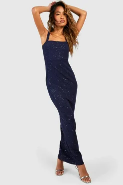 Bodycon Dresses|Maxi Dresses*boohoo Glitter Crepe Strappy Maxi Dress navy