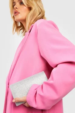 Handbags|Clutch Bags*boohoo Glitter Envelope Clutch Bag and Chain silver