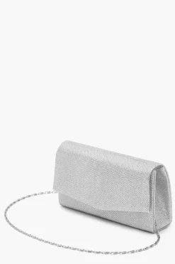 Handbags|Clutch Bags*boohoo Glitter Envelope Clutch Bag and Chain silver