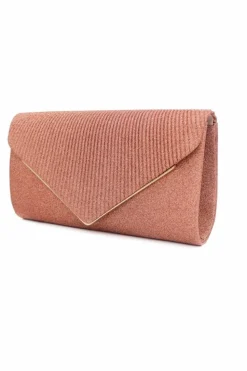 Handbags|Clutch Bags*Kitise Glitter Pleated V Shape Envelope Evening Bag Pink