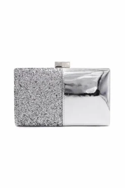 Clutch Bags*Kitise Glossy Glitter Small Clutch Hardcase Bag With Crystal Clasp Silver