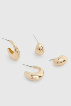 Earrings*boohoo Chunky Hoop 2 Pack gold