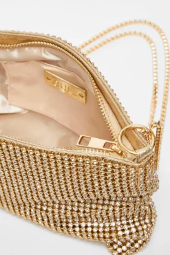 Shoulder Bags|Handbags*Quiz Diamante Chain Bag Gold