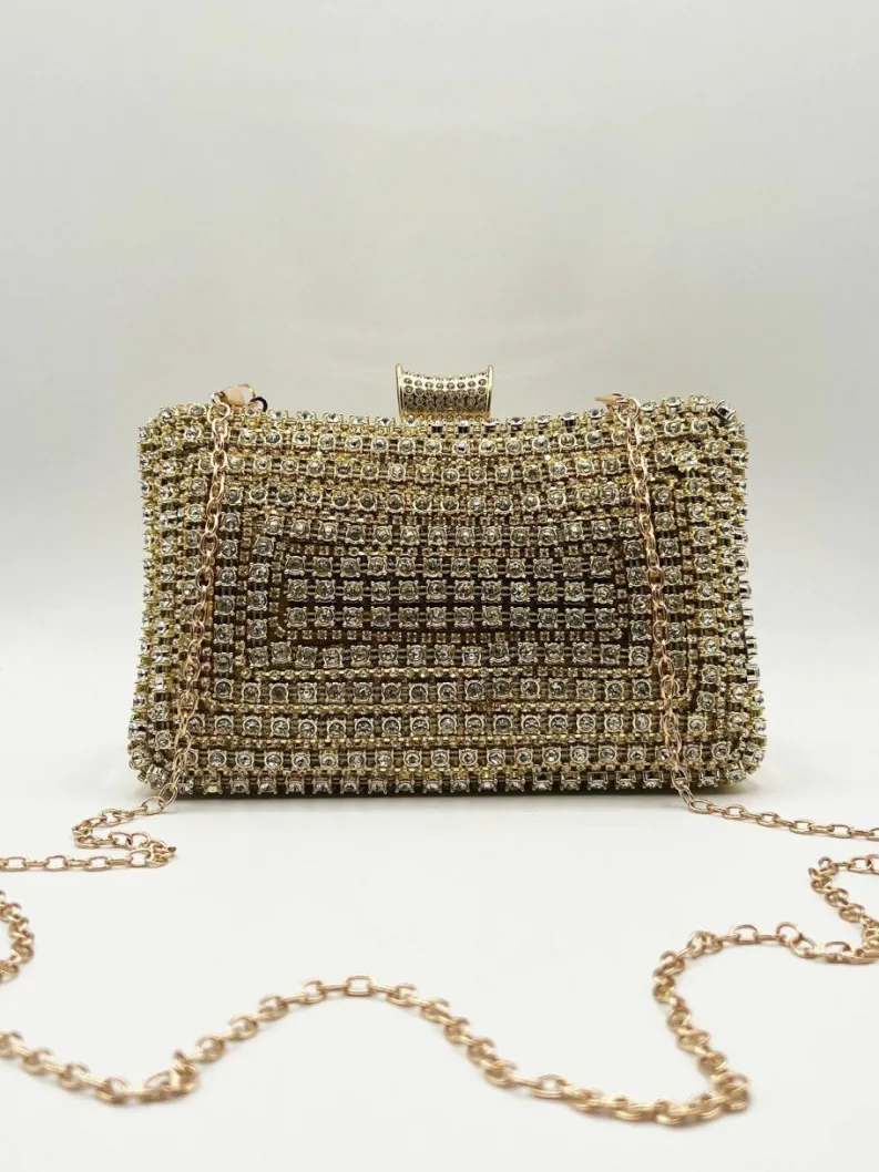 Handbags|Clutch Bags*SVNX Diamante Clutch With Round Handle Gold