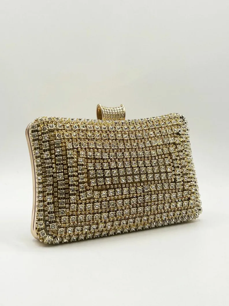 Handbags|Clutch Bags*SVNX Diamante Clutch With Round Handle Gold