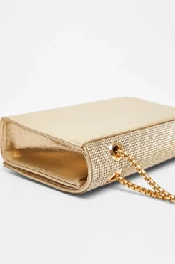 Cross-Body Bags|Handbags*Quiz Diamante Crossbody Bag Gold