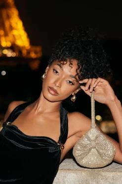 Handbags|Clutch Bags*Quiz Diamante Pouch Bag Gold