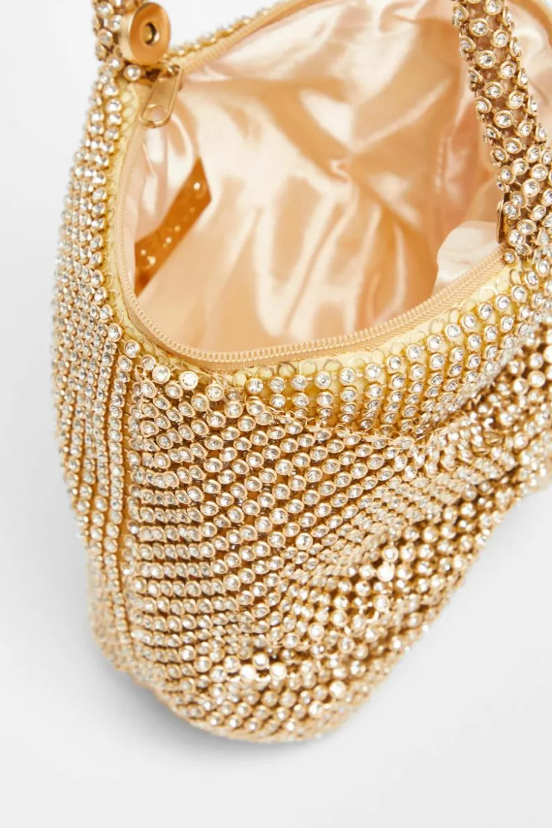 Handbags|Clutch Bags*Quiz Diamante Pouch Bag Gold