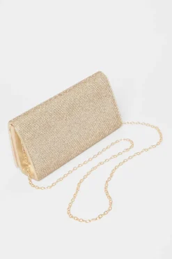 Handbags|Clutch Bags*Quiz Diamante Rectangle Clutch Gold