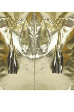 Shoulder Bags*Sostter Drawcord Metallic Leather Hobo Shoulder Bag Gold