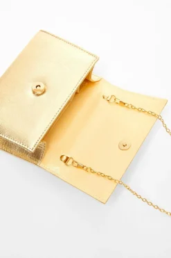 Handbags*Quiz Foil Top Handle Bag Gold