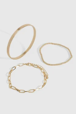 Bracelets*boohoo Layered Bangle Multipack gold