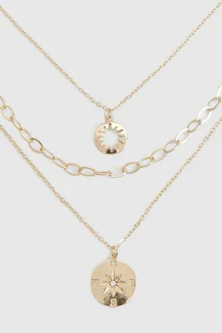 Necklaces*boohoo Layered Circle Pendant Necklace gold