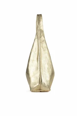 Shoulder Bags*Sostter Gold Metallic Leather Hobo Shoulder Bag| Black