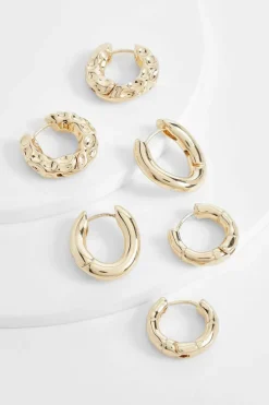 Earrings*boohoo Mini Hoop Earrings Multipack gold