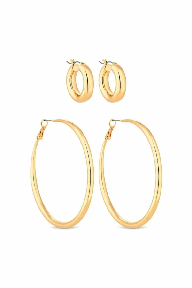 Earrings*Lipsy Mix 2-Pack Hoop Earrings Gold