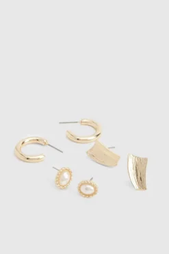 Earrings*boohoo Pearl Stud Earring 3 Pack gold