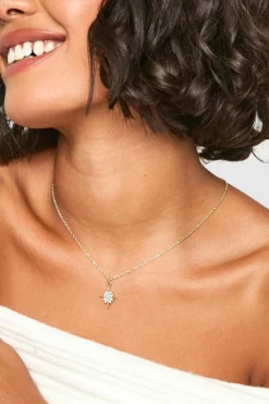 Necklaces*boohoo Plated Opal Stone Star Pendent Necklace gold