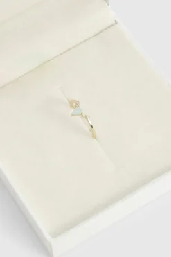 Rings*boohoo Plated Teardrop Opal Stone Ring gold