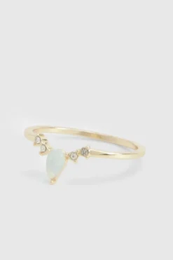 Rings*boohoo Plated Teardrop Opal Stone Ring gold
