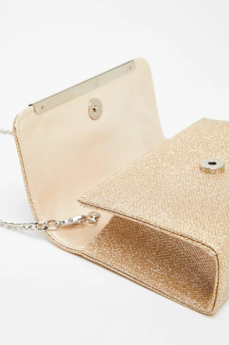 Cross-Body Bags|Handbags*Quiz Shimmer Clutch Bag Gold