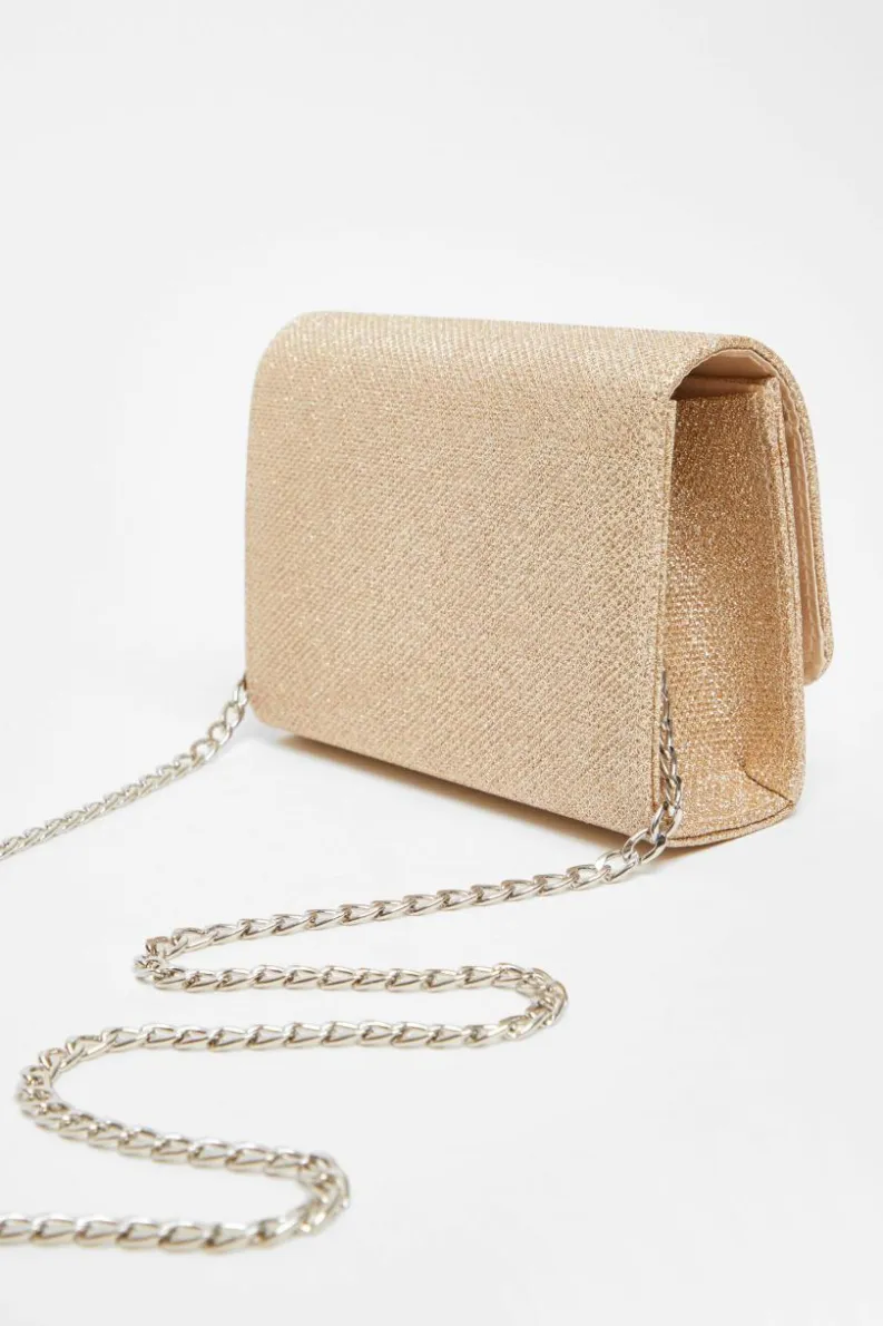 Cross-Body Bags|Handbags*Quiz Shimmer Clutch Bag Gold