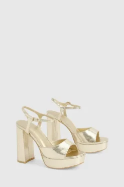 Heels*boohoo Snake Platform Heels gold