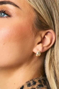 Earrings*boohoo Textured Hoop Earring 2 Pack gold