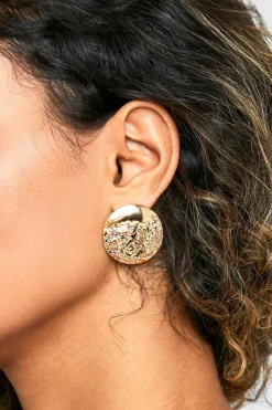 Statement Earrings*boohoo Textured Oversized Circle Stud Earrings gold