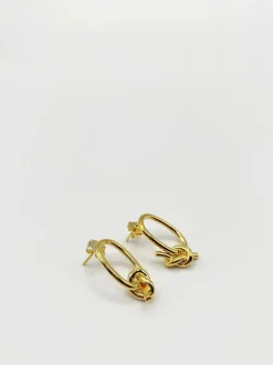 Earrings*SVNX TIED ROPE STUD EARRINGS Gold