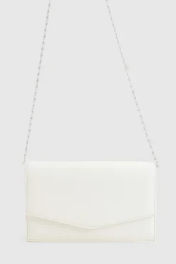 Handbags|Clutch Bags*boohoo Grainy PU Envelope Clutch Bag and Chain white