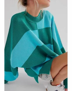 Cardigans*Azura Exchange Checkered Side Slits Drop Shoulder Oversized Sweater Green