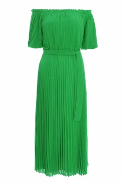 Midi Dresses*Quiz Chiffon Pleated Midi Dress Green