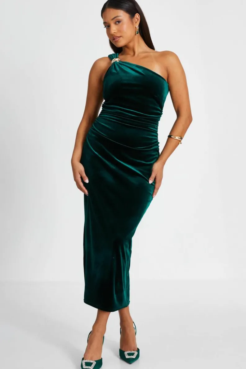 Bodycon Dresses*Quiz Petite Velvet Midaxi Dress Green