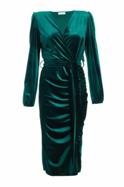 Midi Dresses*Quiz Petite Velvet Midi Dress Green