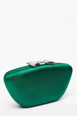 Handbags|Clutch Bags*Quiz Satin Bow Box Bag Green