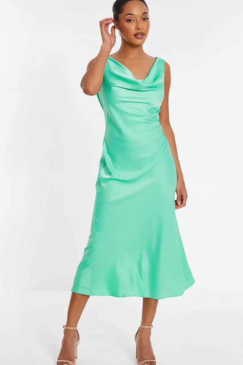 Midi Dresses*Quiz Satin Slip Midi Dress Green