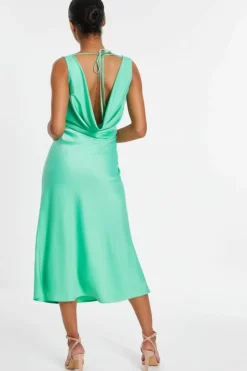 Midi Dresses*Quiz Satin Slip Midi Dress Green
