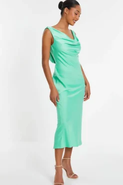 Midi Dresses*Quiz Satin Slip Midi Dress Green