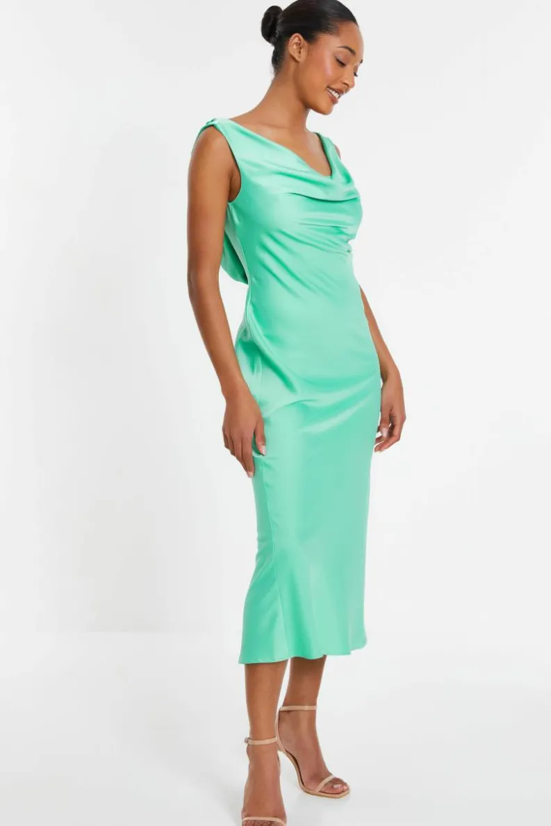 Midi Dresses*Quiz Satin Slip Midi Dress Green