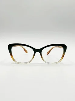 Sunglasses*SVNX Tortoiseshell clear Lens Glasses Green