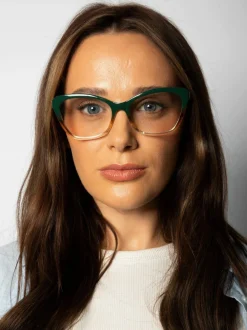 Sunglasses*SVNX Tortoiseshell clear Lens Glasses Green