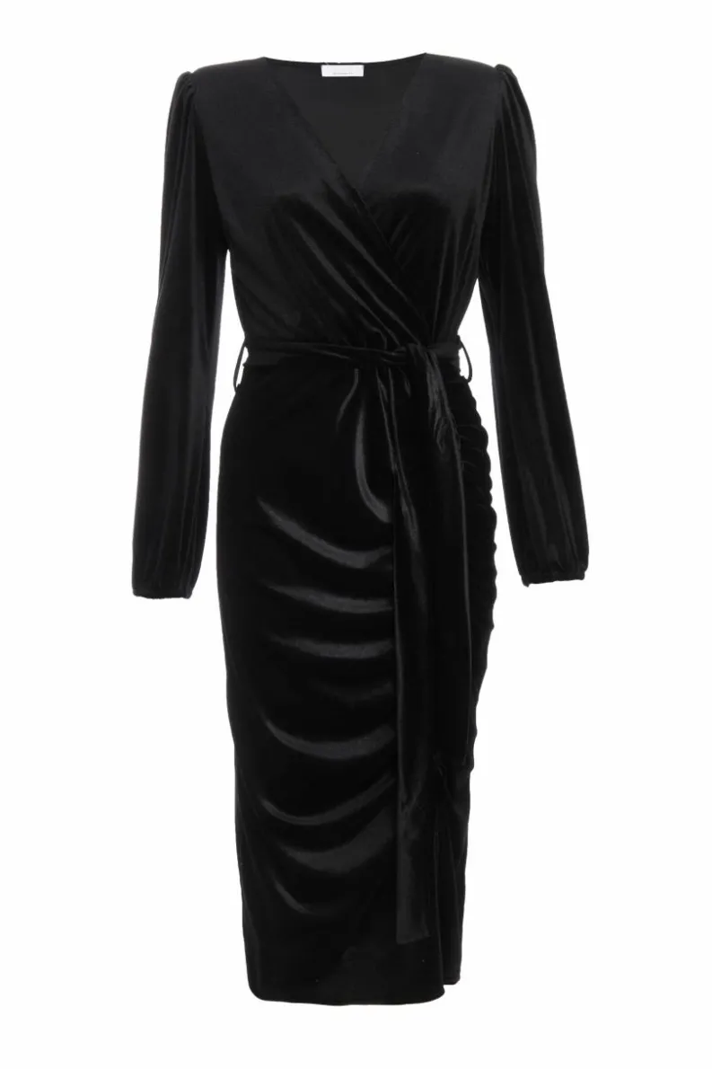 Midi Dresses*Quiz Velvet Ruched Midi Dress Green