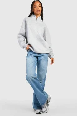 Sweatshirts|Hoodies & Sweatshirts*boohoo Tall Basic Half Zip Sweatshirt grey marl