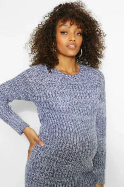 Jumper Dresses|Jumper Dresses*boohoo Maternity Twist Knit Marl Dress grey