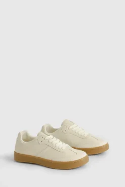 Trainers*boohoo Gum Sole Lace Up Trainers beige