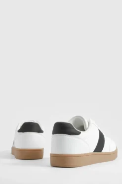 Trainers*boohoo Gum Sole Stripe Trainers white