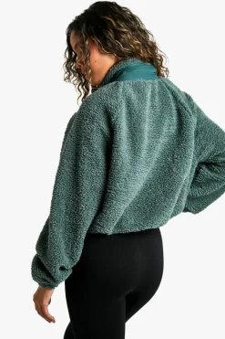 Sweatshirts|Hoodies & Sweatshirts*boohoo HALF ZIP SIDE POCKET OVERSZIED BORG SWEATSHIRT khaki